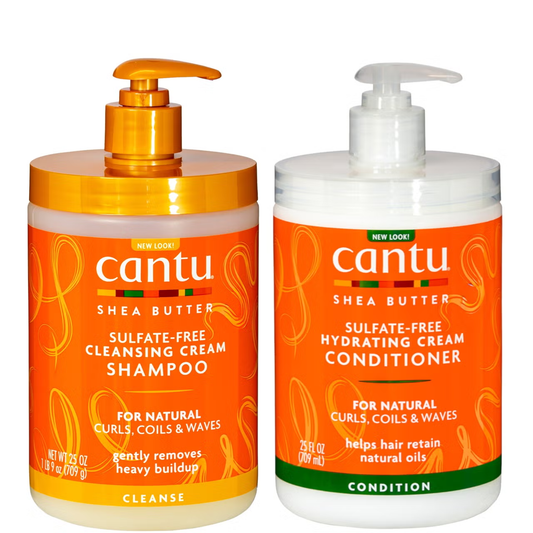 Cantu Shea Butter Shampoo und Feuchtigkeitsspendende Spülung für natürliches Haar – Salon-Größen-Duo